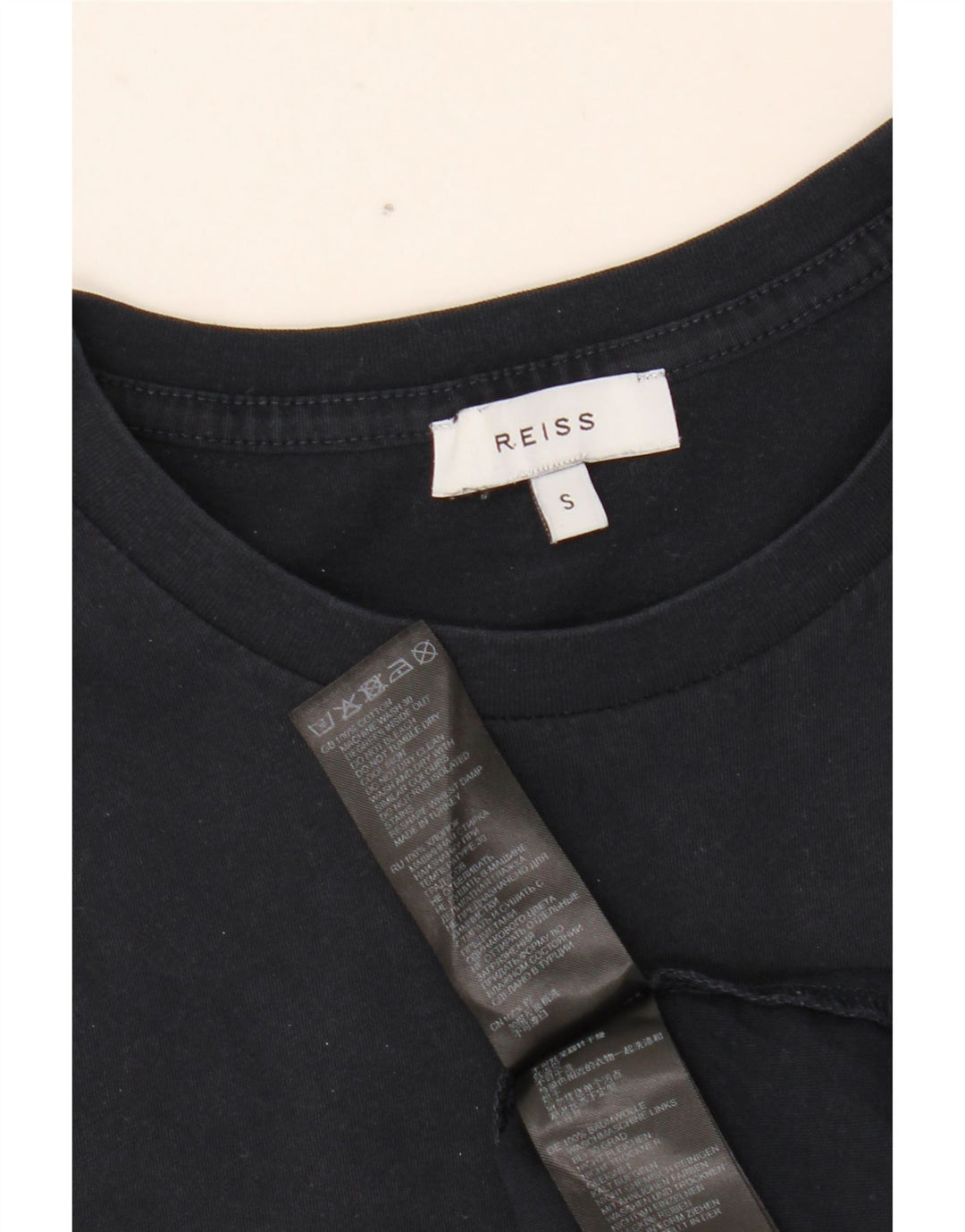 Reiss Homme T-Shirt Top Petit Bleu Marine Coton