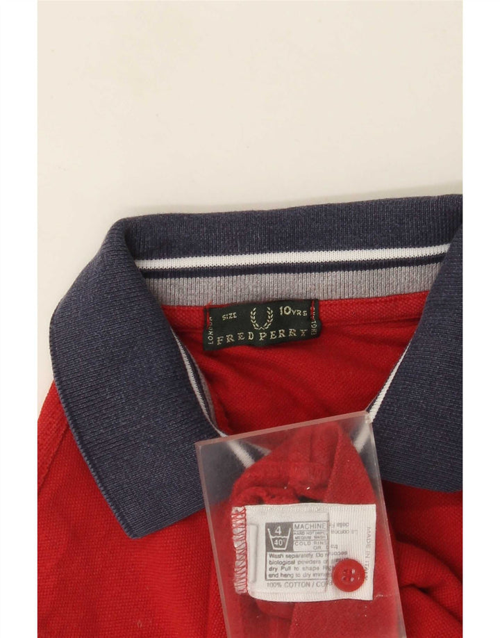 Fred Perry Polo Garçon 9-10 ans Rouge Colourblock Coton