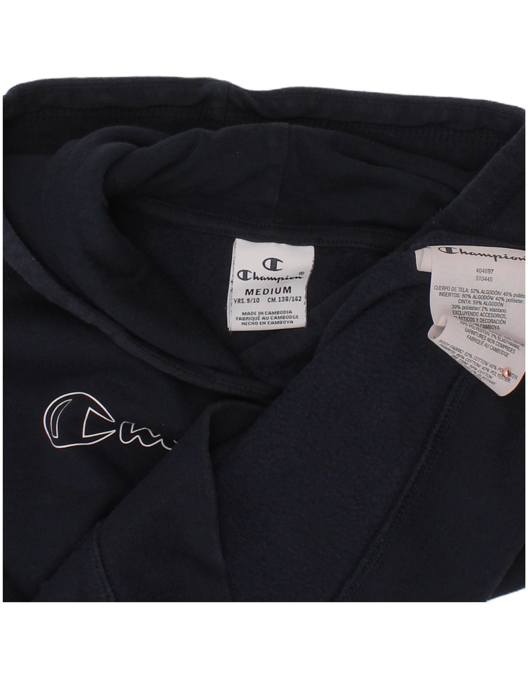 CHAMPION Pull à capuche graphique fille 9-10 ans Bleu marine moyen Coton