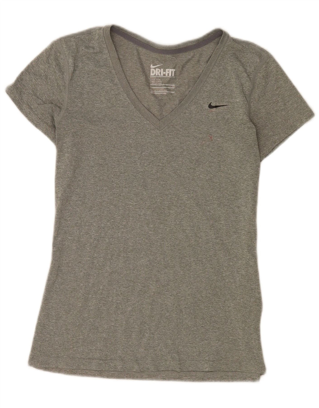 Nike Womens T-Shirt Top UK 10 Small Gris Moucheté Polyester