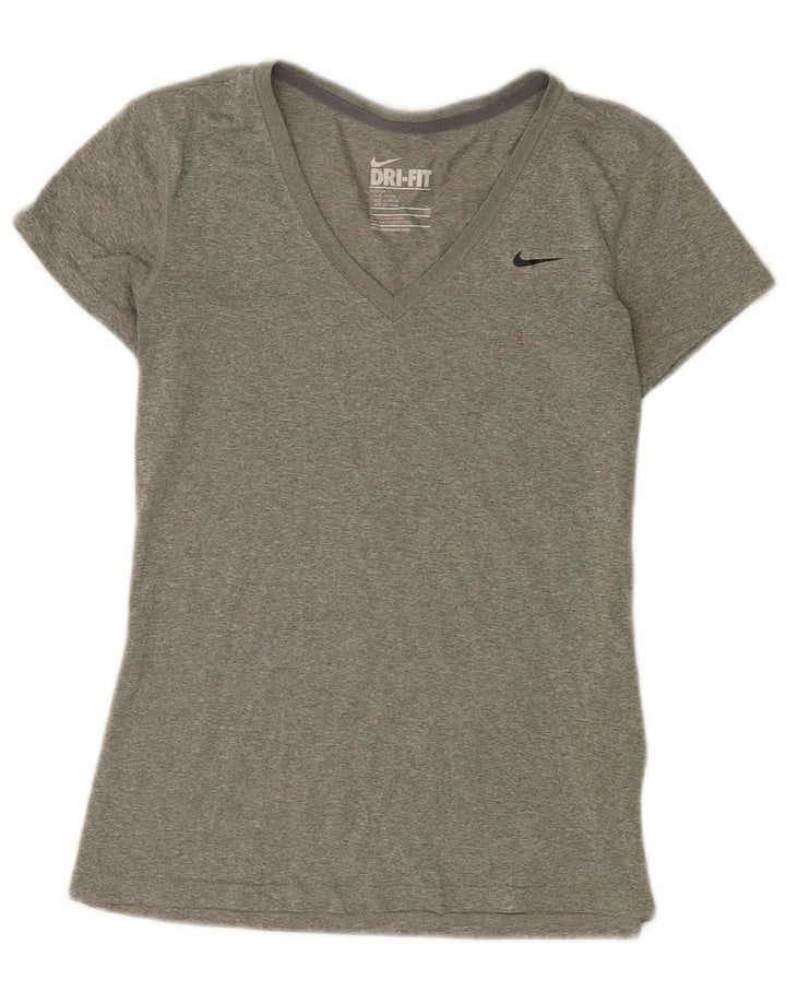 Nike Womens T-Shirt Top UK 10 Small Gris Moucheté Polyester