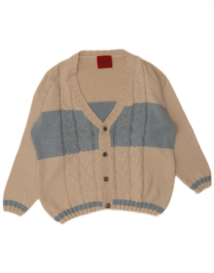 Sercap Cardigan Homme Pull XL Beige Colorblock Coton