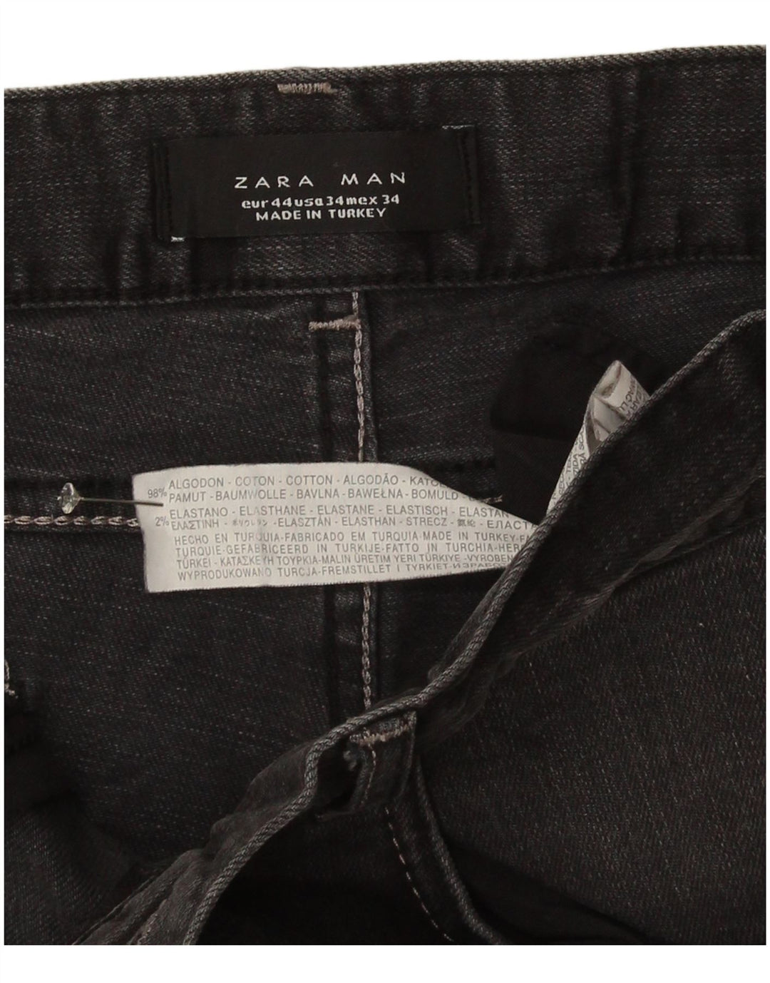 Zara Jean droit homme EU 44 Large W34 L33 coton gris
