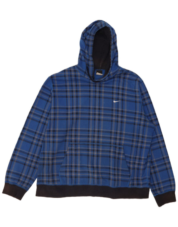Nike Pull à capuche pour homme en coton à carreaux bleu 2XL