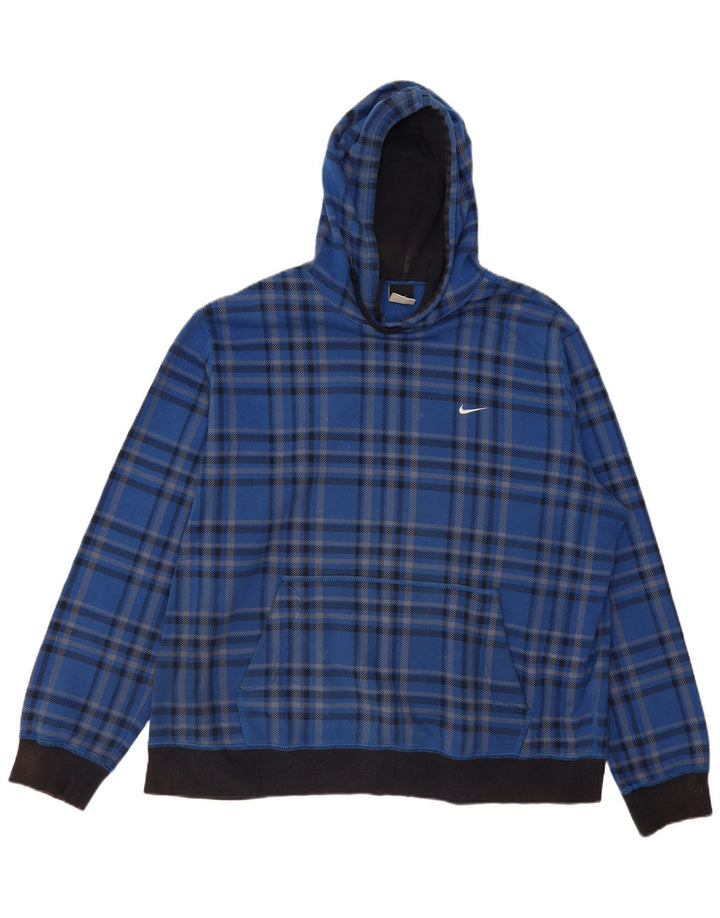 Nike Pull à capuche pour homme en coton à carreaux bleu 2XL