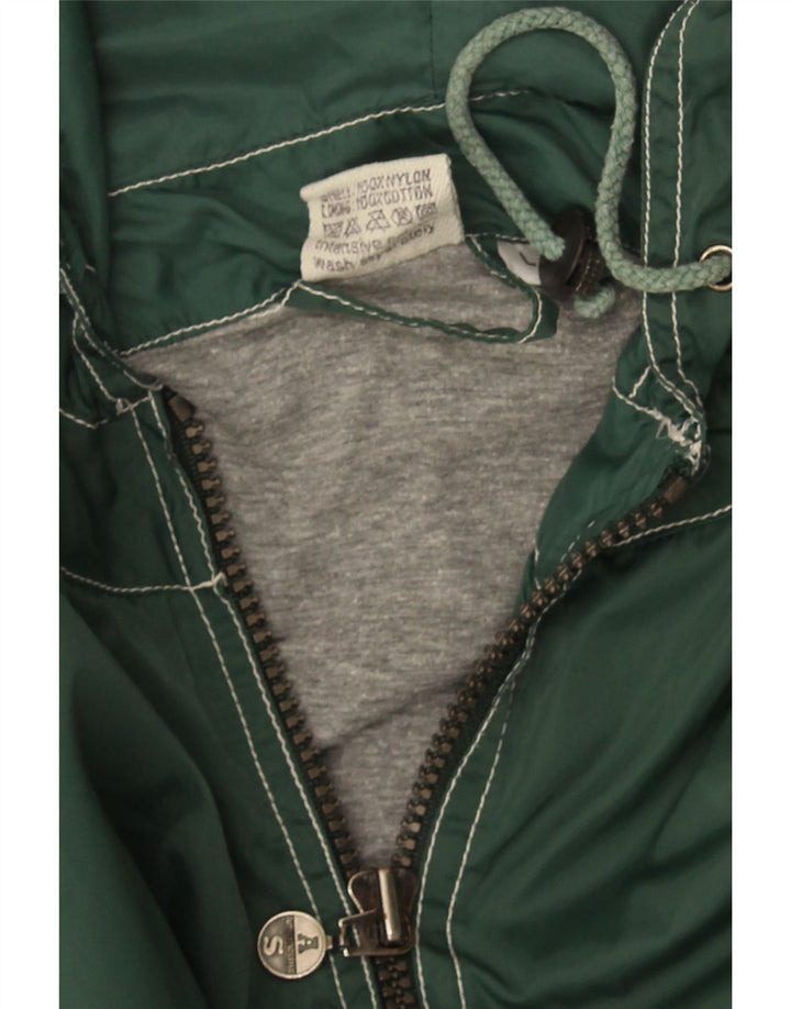 Authentique veste coupe-vent à capuche graphique pour hommes UK 40 grand nylon vert