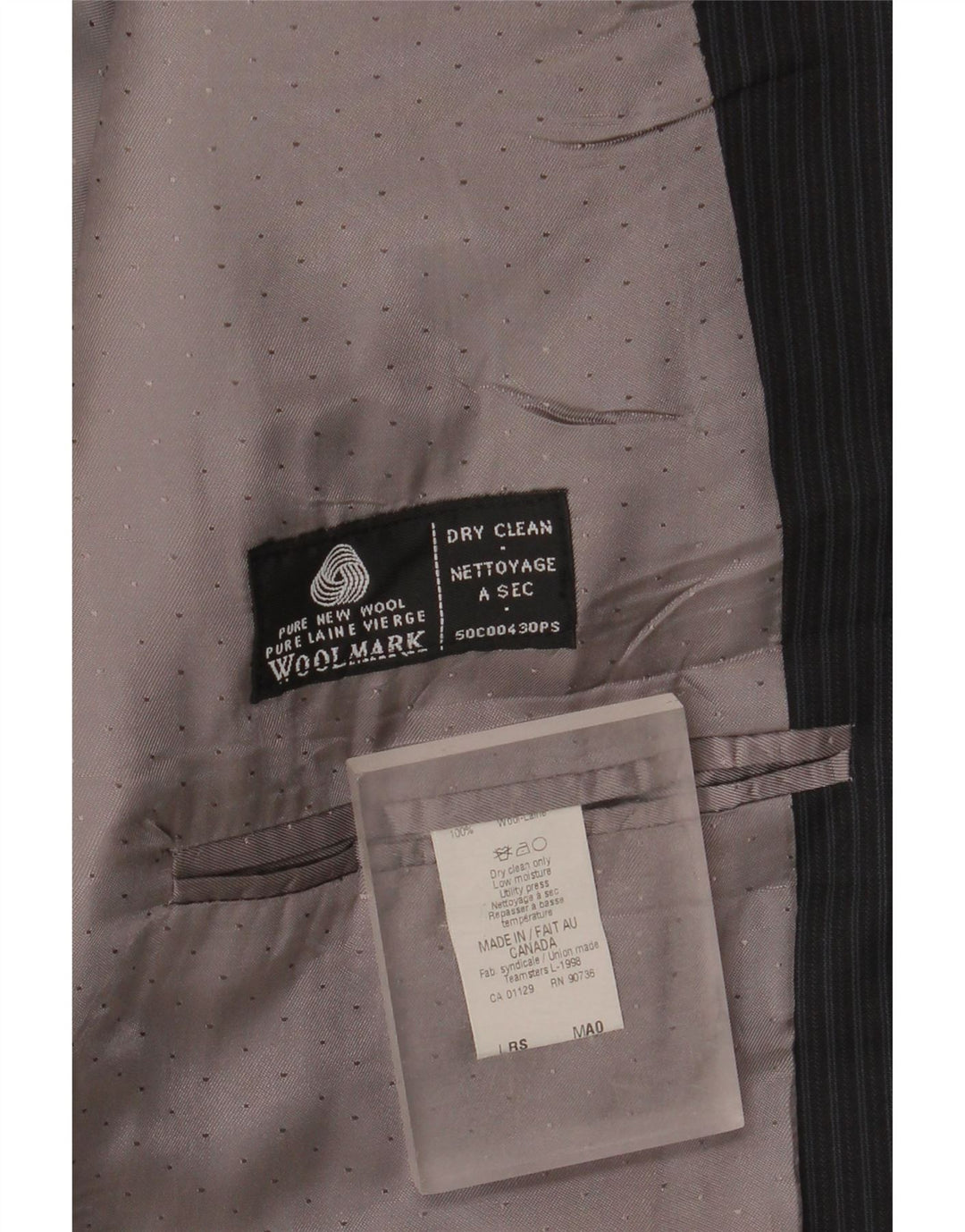 Calvin Klein Veste blazer longue pour homme UK 44 2XL Noir à fines rayures en laine vierge