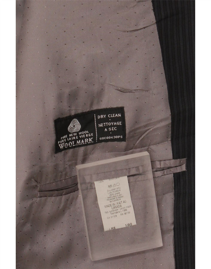 Calvin Klein Veste blazer longue pour homme UK 44 2XL Noir à fines rayures en laine vierge