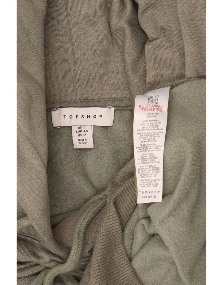 Topshop Pull à capuche surdimensionné pour femme UK 46 Large Kaki Polyester