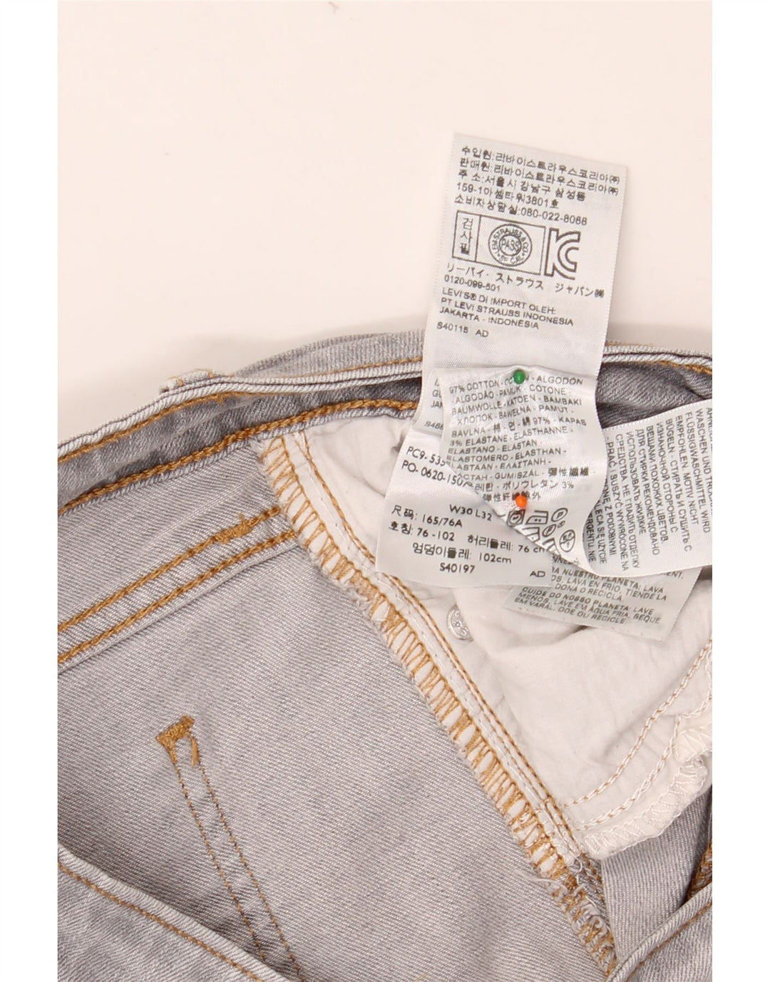 LEVI'S Jean Skinny Legging Femme 535 W30 L32 Gris Coton