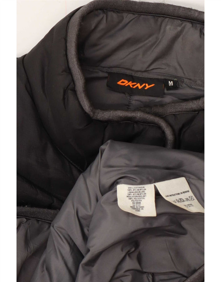 Dkny Gilet rembourré graphique pour femme UK 14 Medium Black Nylon