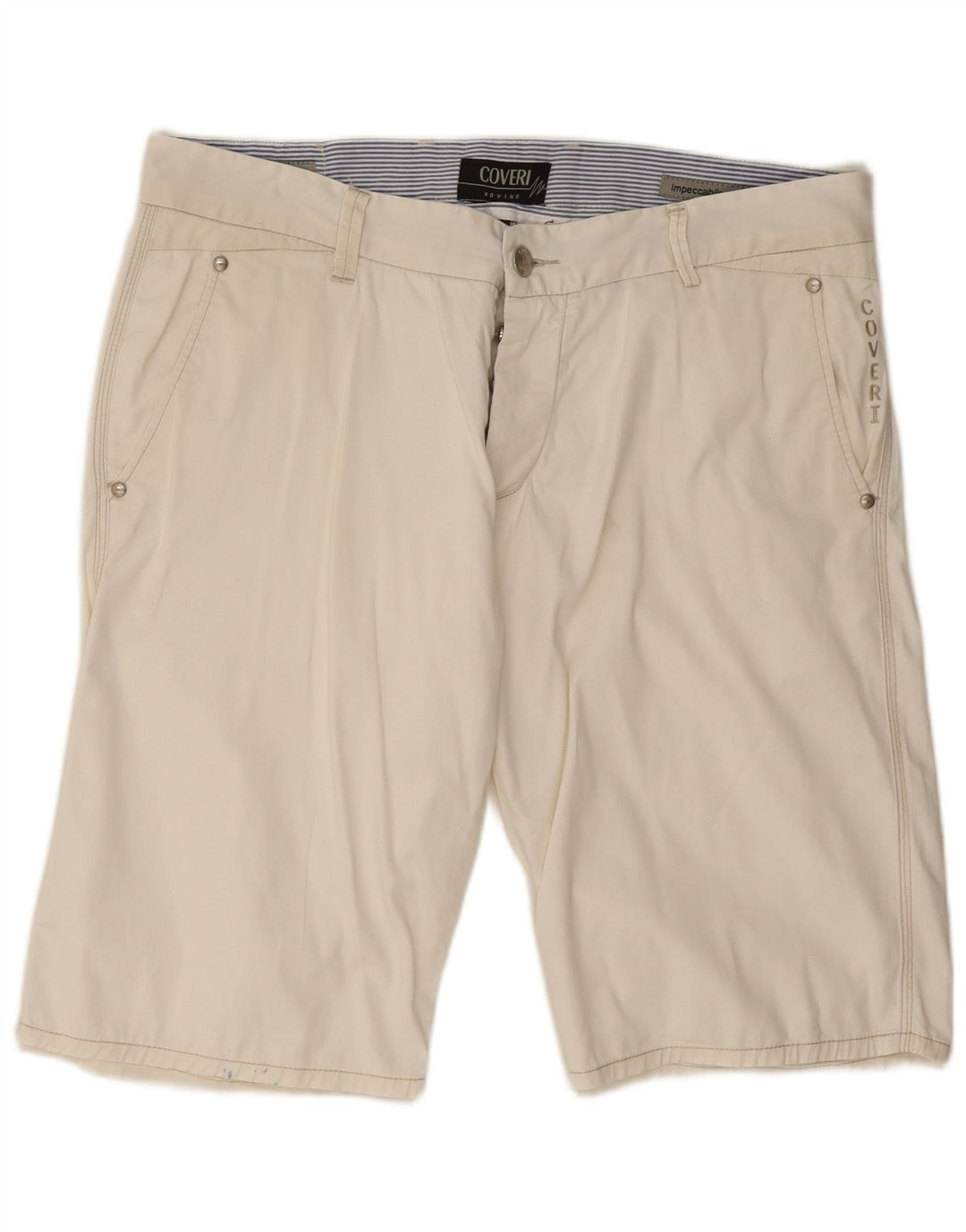 Coveri Short Chino Homme IT 52 XL W38 Blanc Élasthanne