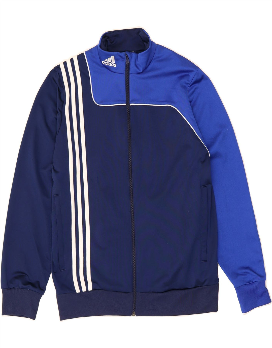 ADIDAS Boys Tracksuit Top Jacket 15-16 Years Navy Blue Colourblock Vintage Adidas and Second-Hand Adidas from Messina Hembry 