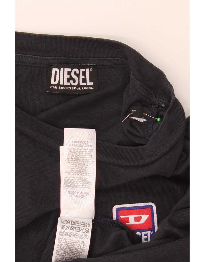 Diesel Homme T-Shirt Top Large Bleu Marine Coton