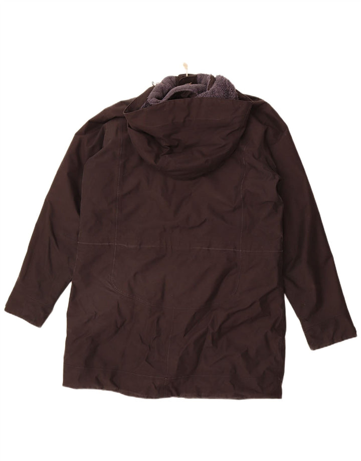 Jack Wolfskin Manteau coupe-vent à capuche pour femme UK 16 Large Noir Polyester