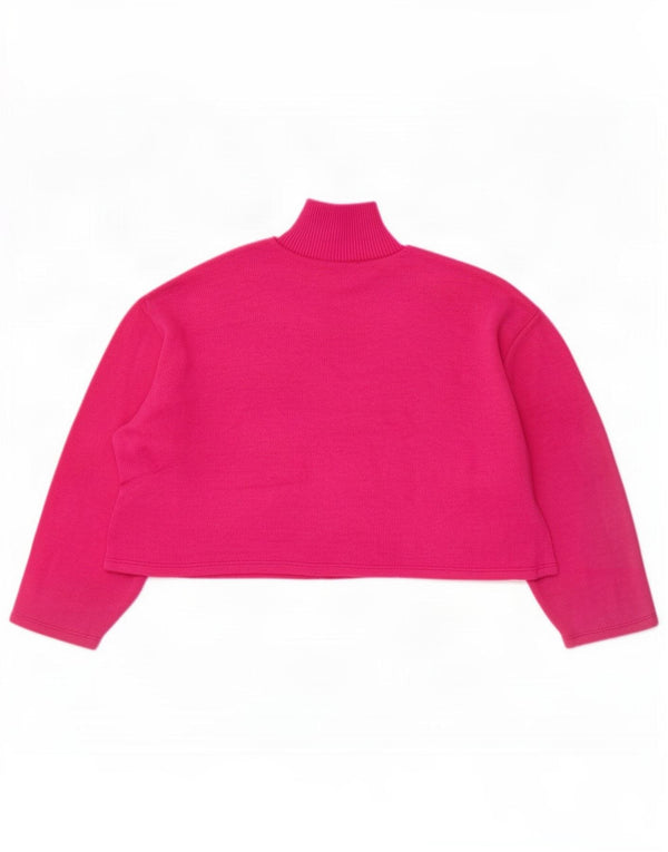 Zara Pull court surdimensionné à col roulé pour femme UK 10 Petit Rose