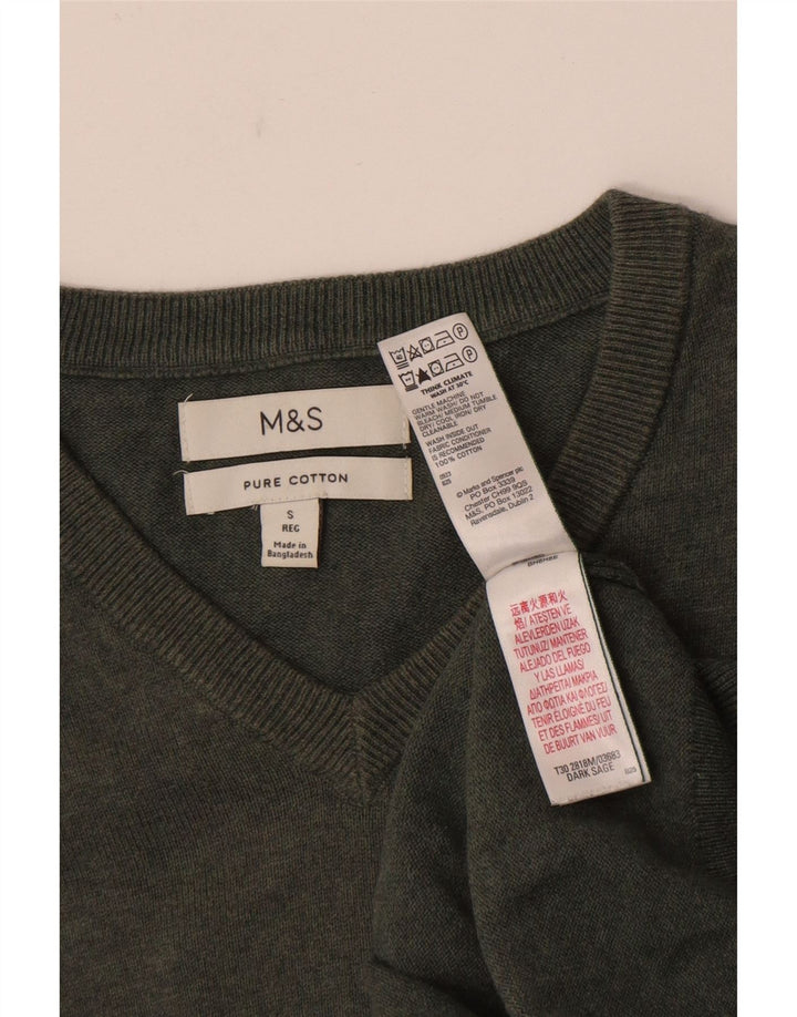Marks & Spencer Pull col V pour homme Petit coton kaki