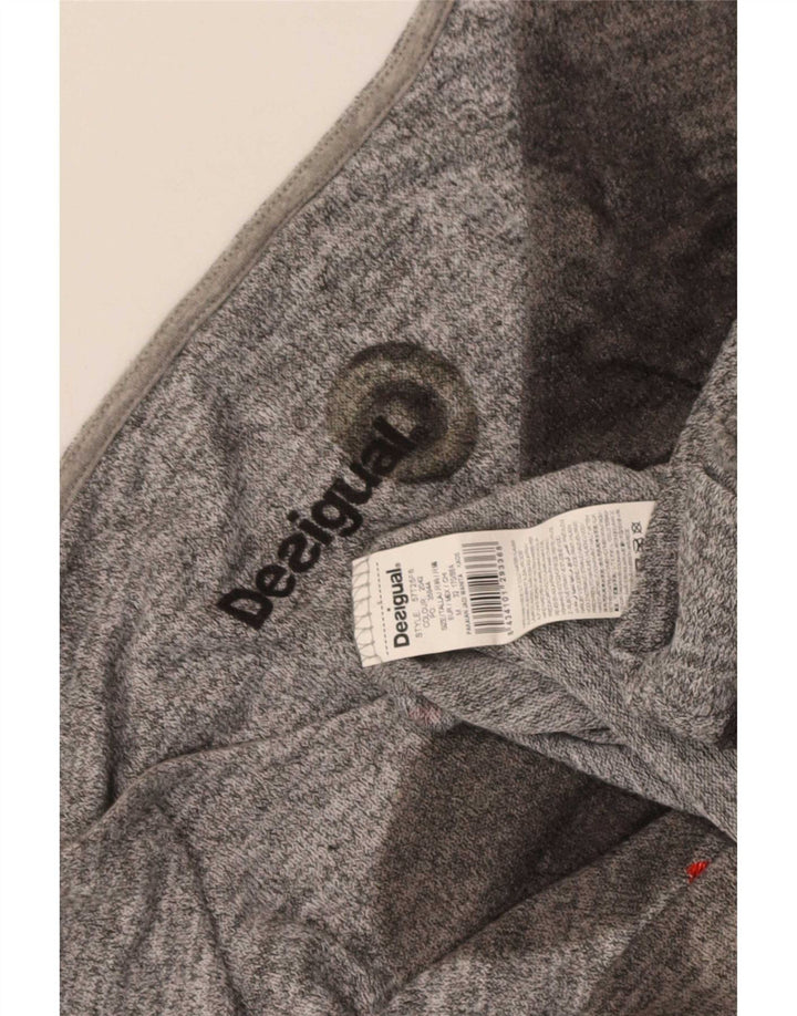 Desigual Haut Graphique Femme Manches 3/4 UK 14 Gris Moyen Géométrique