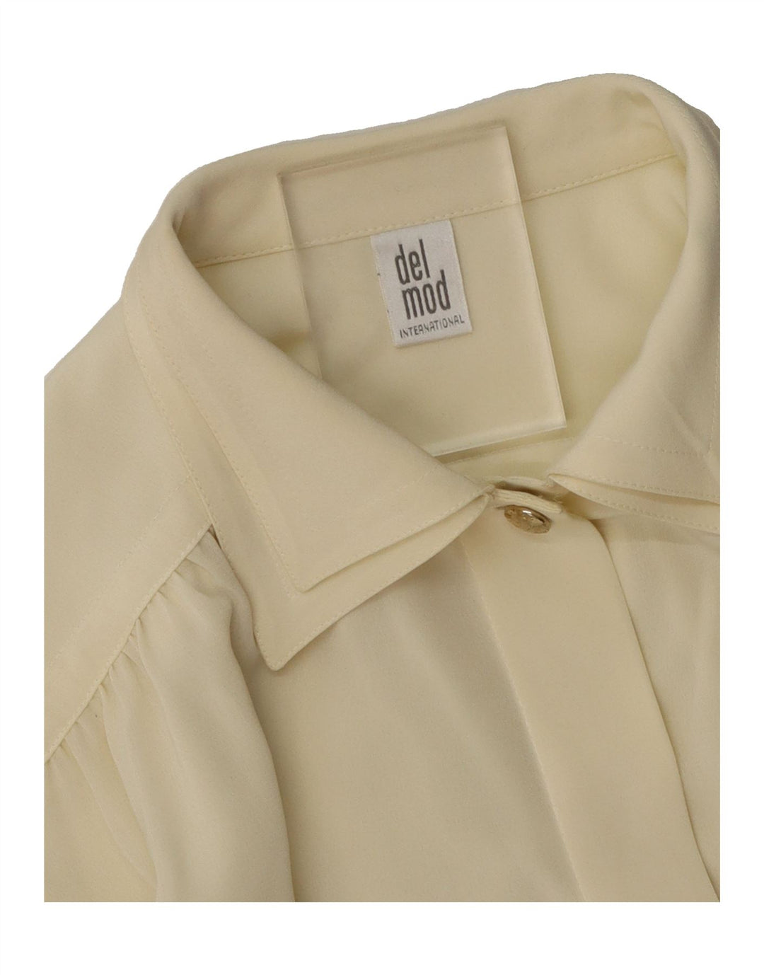 DEL MOD Womens Shirt Blouse UK 18 XL Beige Polyester Vintage Del Mod and Second-Hand Del Mod from Messina Hembry 
