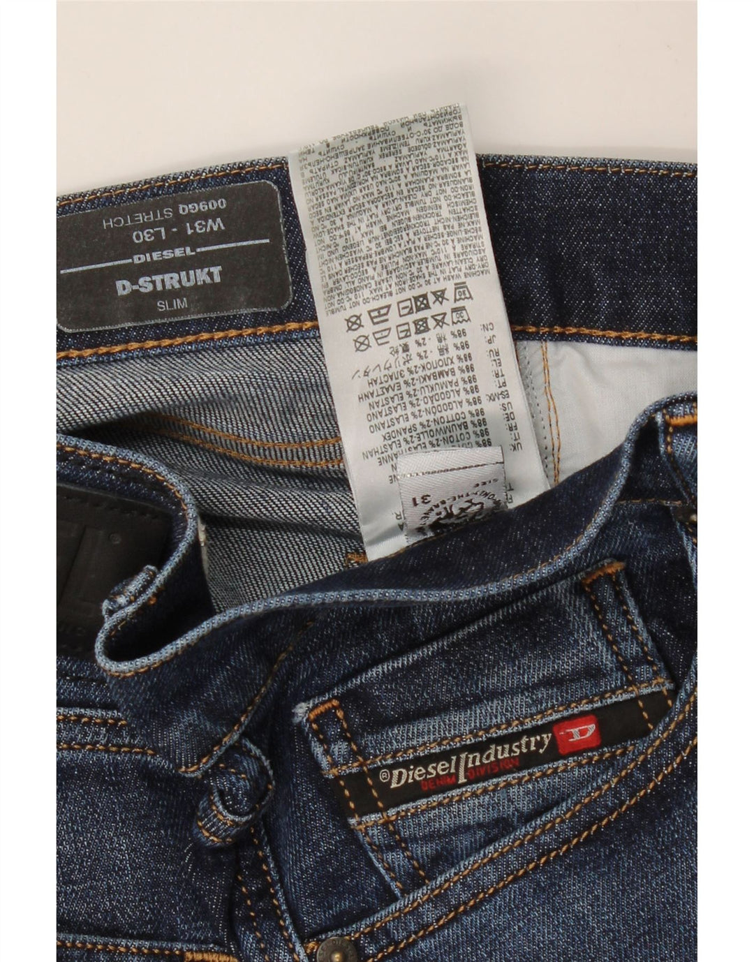 DIESEL Jean Slim D-Strukt Homme W31 L30 Bleu Marine Coton