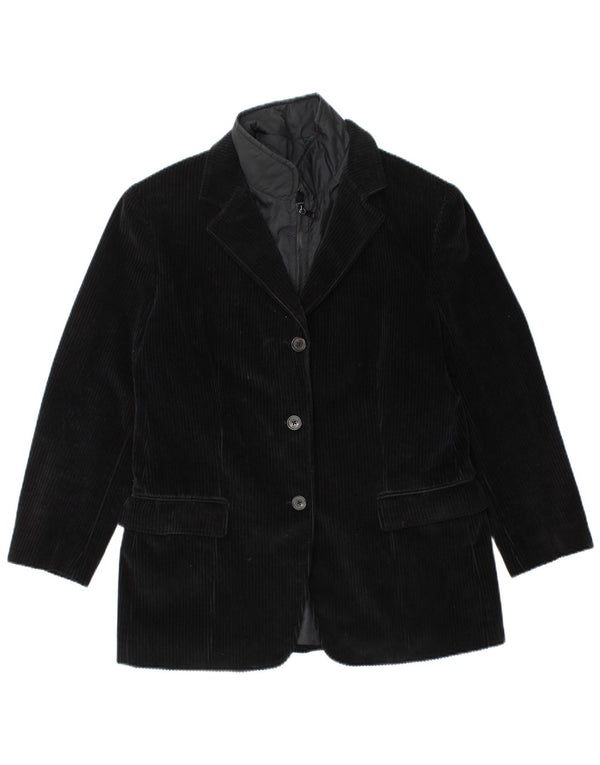 FAY Veste blazer en velours côtelé à 3 boutons pour femme IT 46 Large Noir