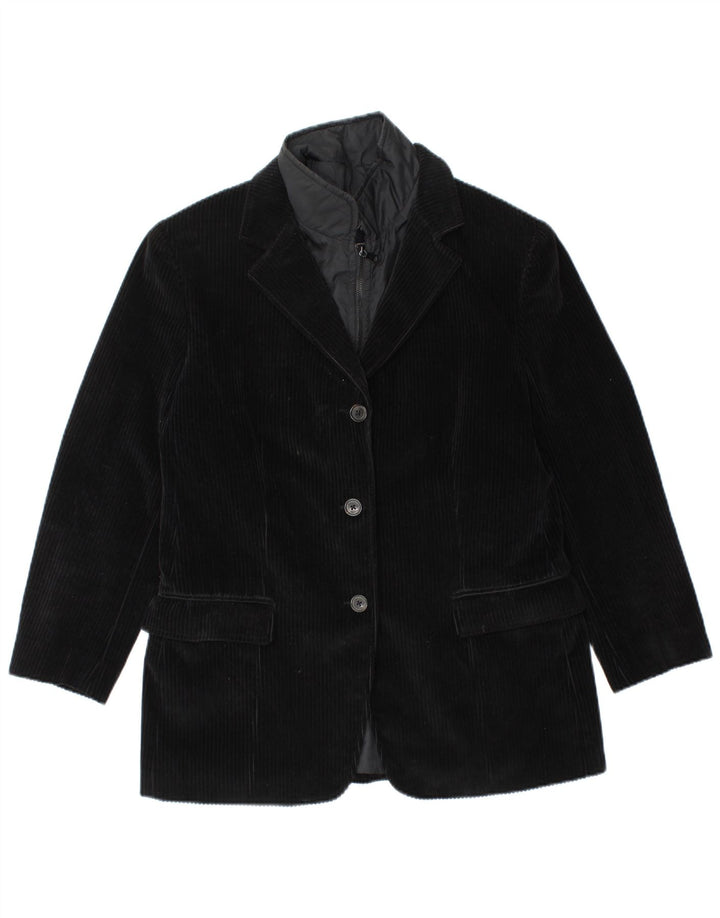 FAY Veste blazer en velours côtelé à 3 boutons pour femme IT 46 Large Noir