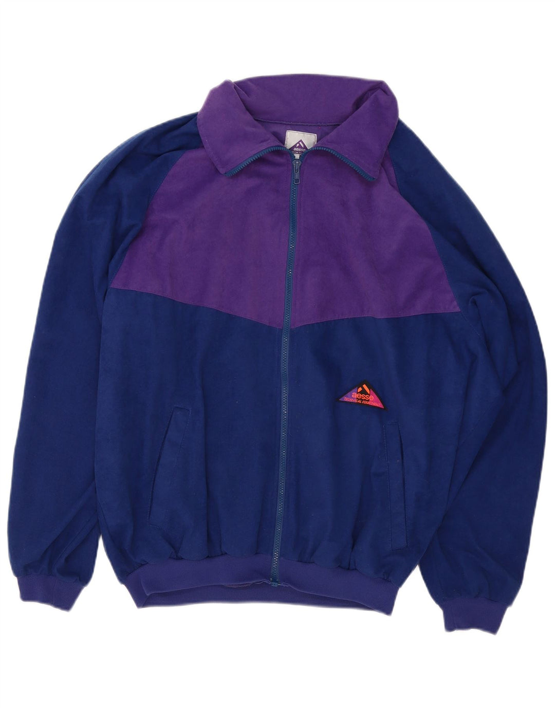 Aesse Veste de survêtement en velours pour homme Taille L Violet Colorblock Polyester