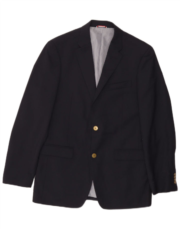 TOMMY HILFIGER Veste Blazer 2 Boutons Homme UK 36 Petite Laine Bleu Marine