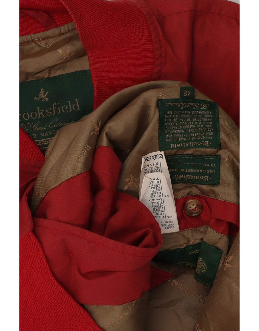 Brooksfield Veste Bomber IT 48 Homme Rouge Moyen Viscose