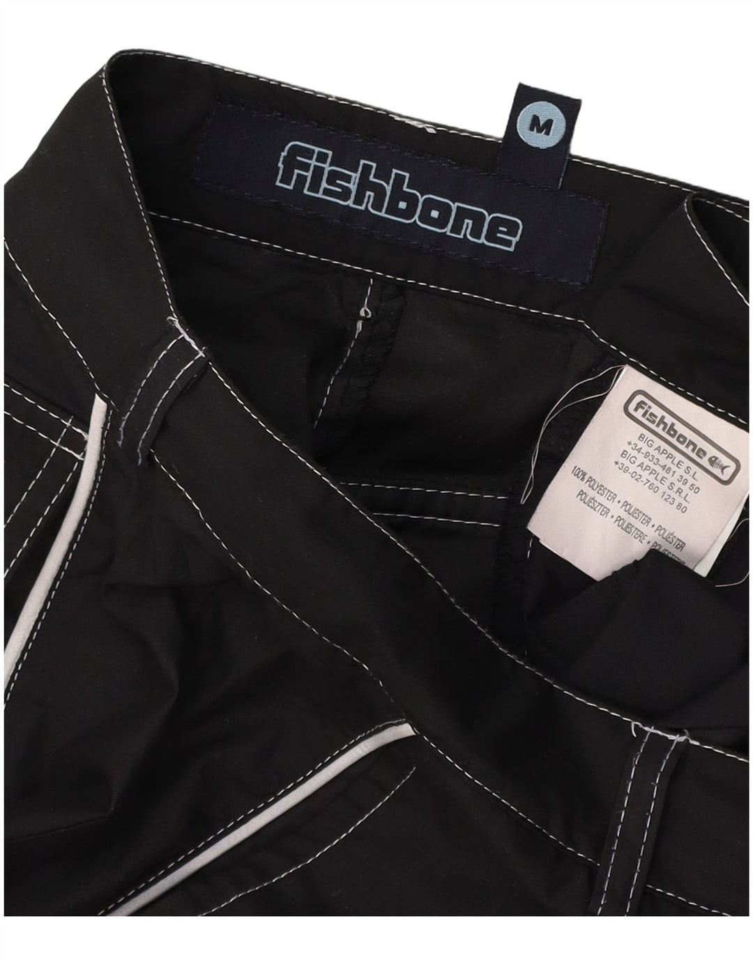 FISHBONE Bermuda Homme Moyen W30 Noir Polyester