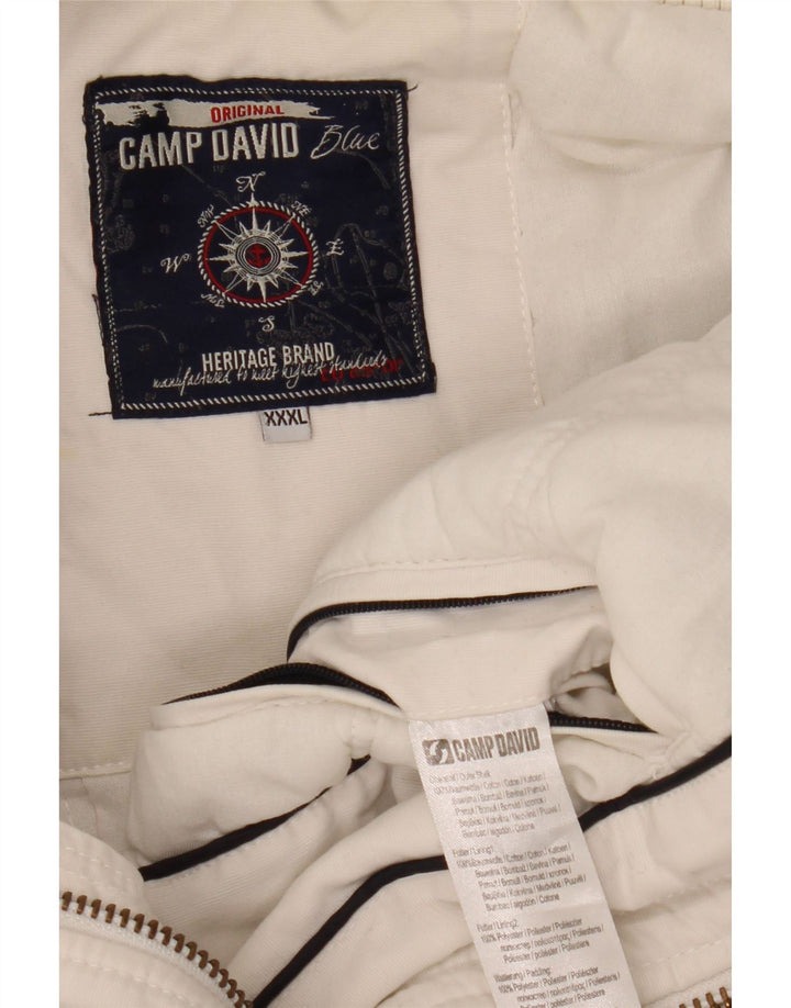 Camp David Veste Bomber Graphique Homme UK 46 3XL Coton Blanc