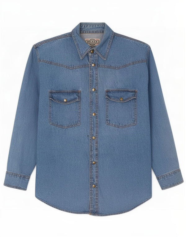 chemise en denim homme vintage grand coton bleu