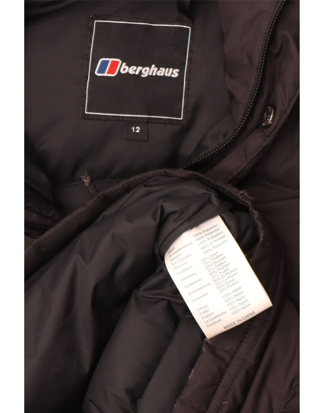 Berghaus Manteau rembourré à capuche pour femme UK 12 Medium Noir Polyester