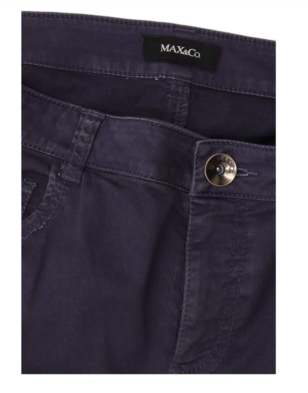 MAX & CO. Womens Slim Casual Trousers W31 L29 Navy Blue