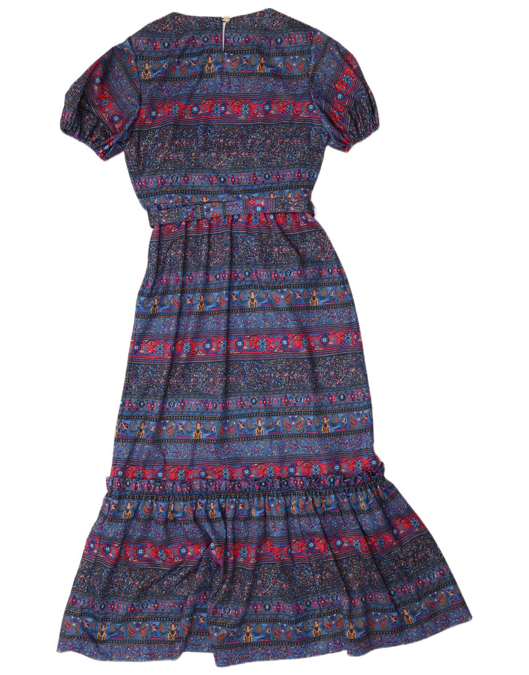 VINTAGE Robe Maxi Femme UK 12 Moyen Paisley Multicolore