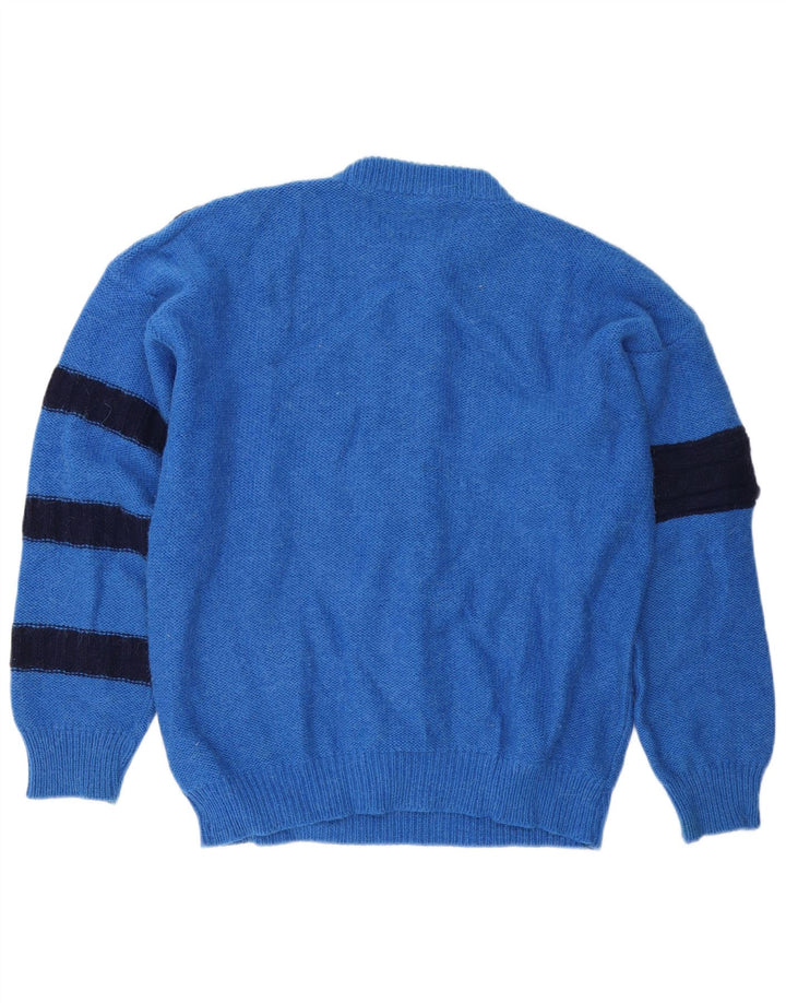 vintage Mens Crew Neck Jumper Pull IT 52 Grand Bleu Colorblock