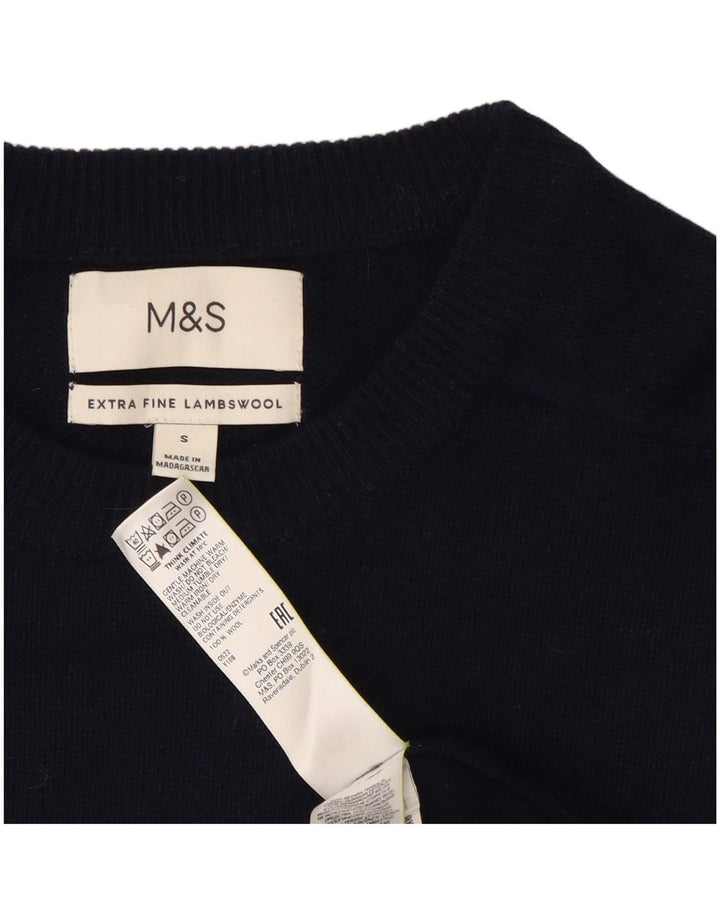 Marks & Spencer Pull à col rond pour homme en laine bleu marine