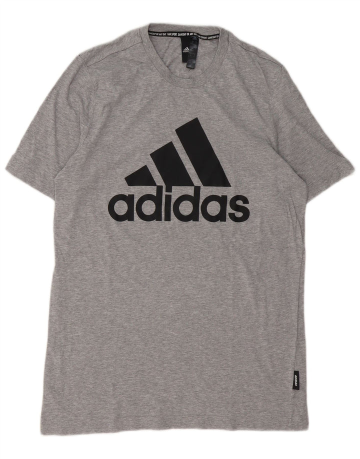 ADIDAS T-Shirt Graphique Homme Gris Moyen Moucheté Coton