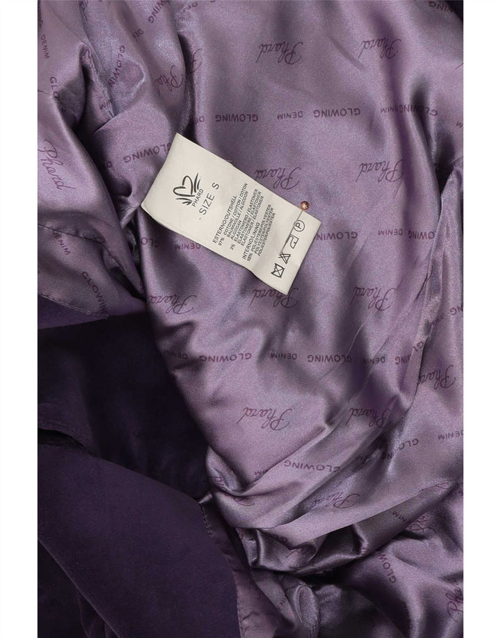 Phard Veste blazer en velours à 2 boutons pour femme UK 10 Petit coton violet