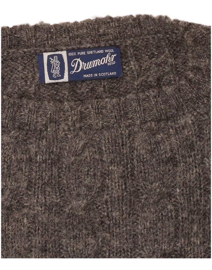 Drumohr Pull à col rond pour homme XL en laine grise