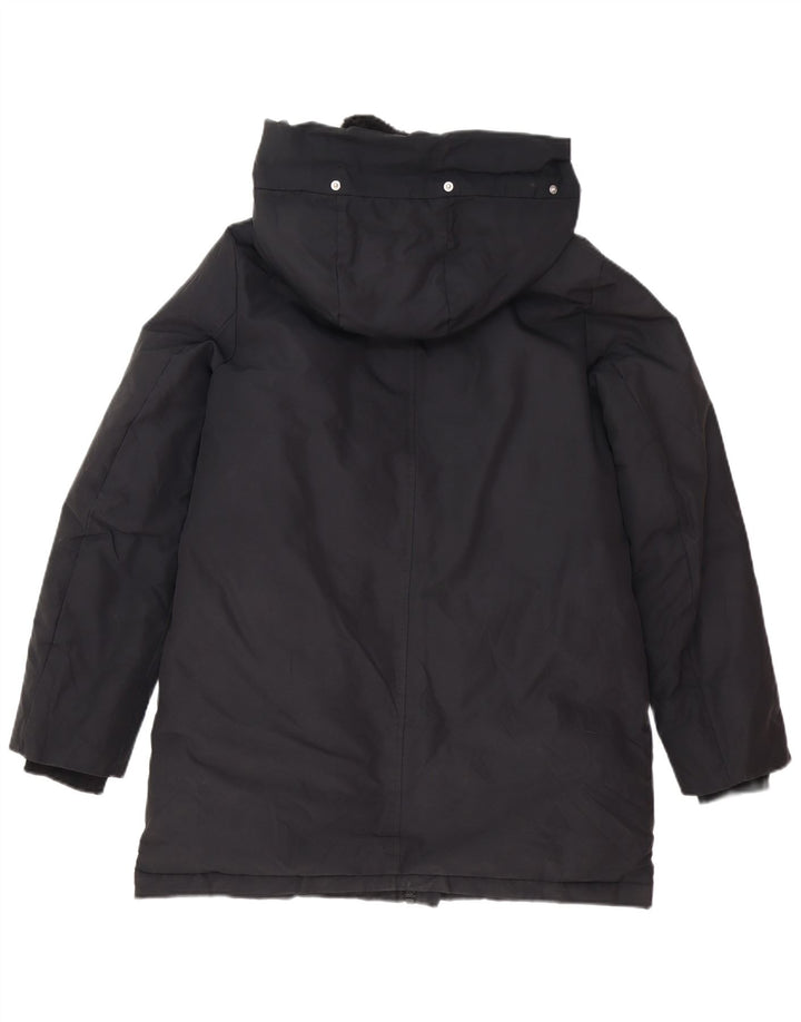 Zara Parka à capuche pour femme UK 6 XS Noir Polyester