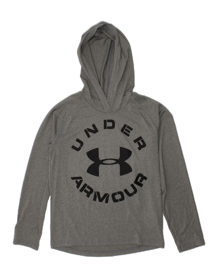UNDER ARMOUR Girls Graphic Top Long Sleeve 9-10 Years Medium  Grey Vintage Under Armour and Second-Hand Under Armour from Messina Hembry 