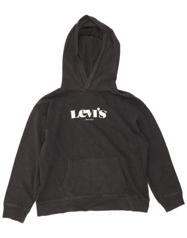 Levi's Pull à capuche graphique surdimensionné pour femme UK 16 Large Noir Coton