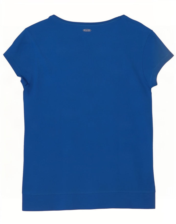Reebok T-Shirt Femme Top UK 8/10 Petit Bleu Polyester