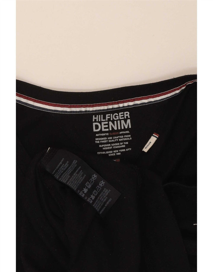 Tommy Hilfiger Haut à manches longues pour femme UK 12 Coton noir moyen