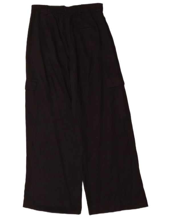 Zara Pantalon cargo taille haute à jambe large pour femme Large W32 L30 Lyocell noir