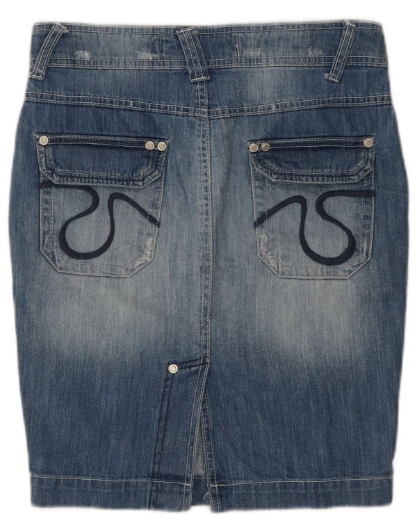 ZARA Femmes Trafaluc Denim Jupe EU 36 XS W26 Bleu Coton
