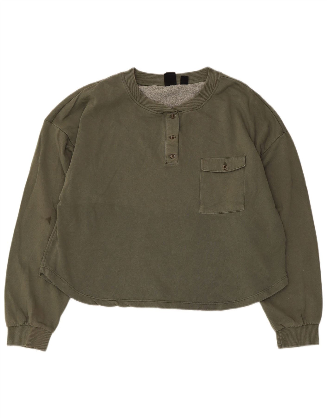 Roxy Sweat-shirt à col boutonné pour femme UK 16 Large Kaki Coton