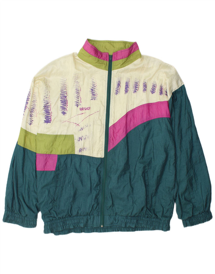 Brugi Veste de survêtement graphique pour homme XL Vert Colorblock Polyester