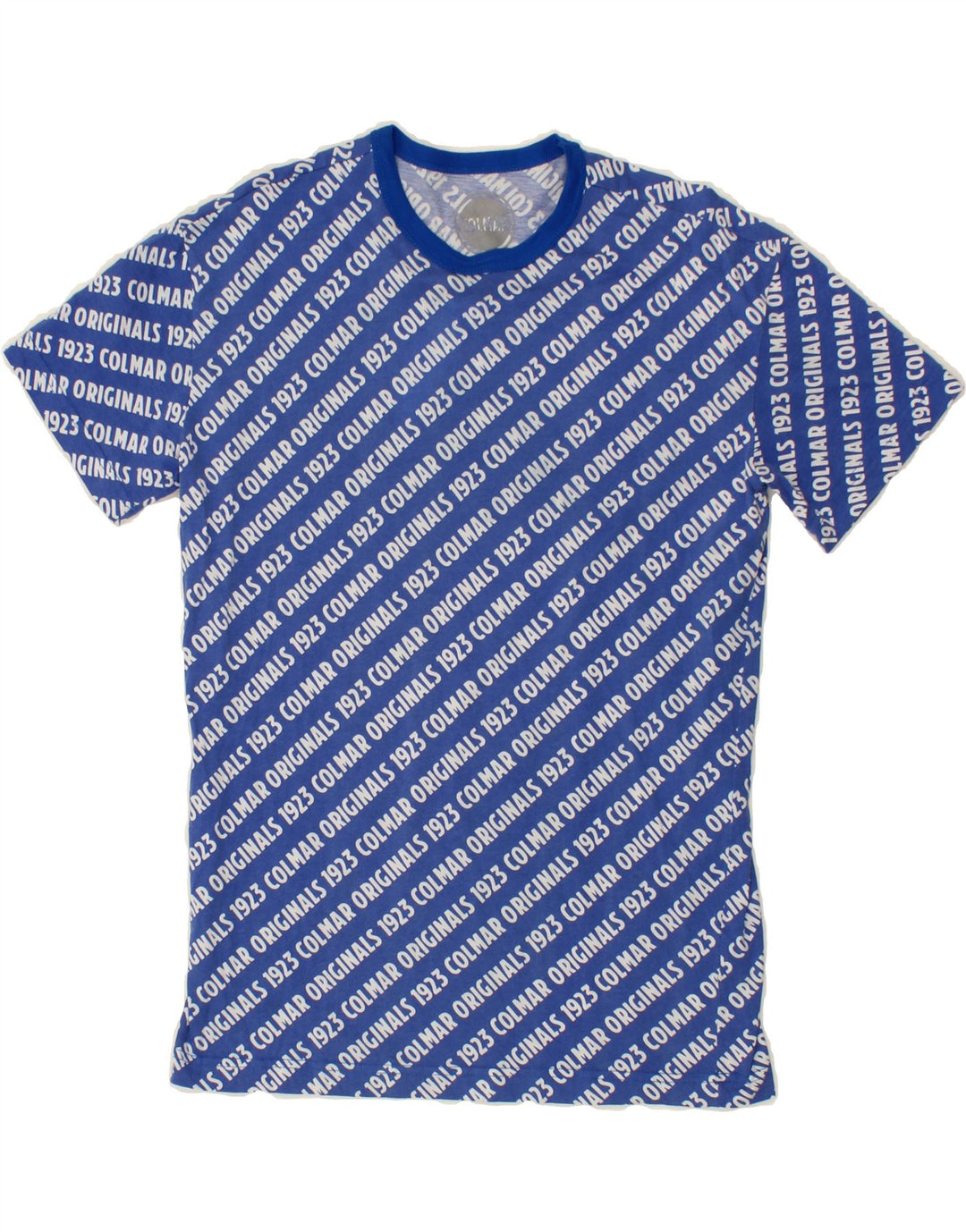 COLMAR Mens Graphic T-Shirt Top Small Blue Cotton Vintage Colmar and Second-Hand Colmar from Messina Hembry 